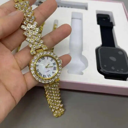 Elegant 6 IN 1 Unisex Smartwatch Gift Sets with Women Jewelry Sets For Womens