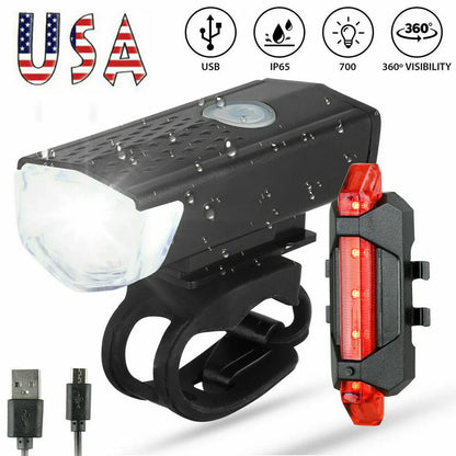CycleGlow™ LED Bicycle Light Set – USB Charging, Front & Rear, All-Weather Use